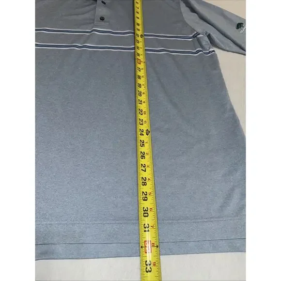 FootJoy Polo Shirt Mens XL Blue Striped Golf Performance Stretch Embroidered ECU - Picture 6 of 8
